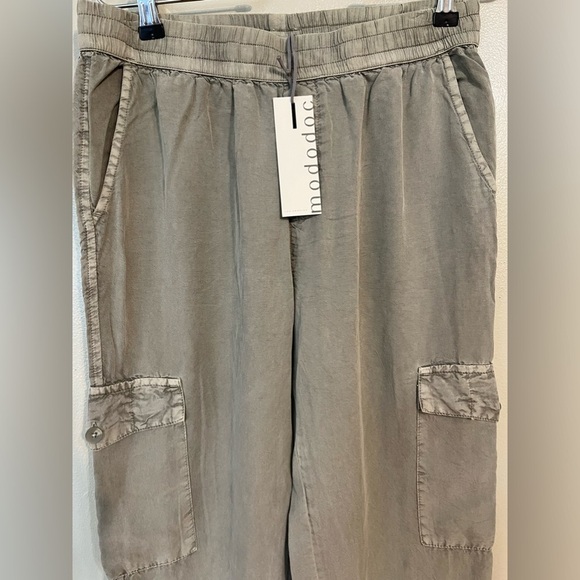 Mododoc Womens Beige Soft Comfy Cargo Joggers Pockets Size S NWT - Picture 4 of 15